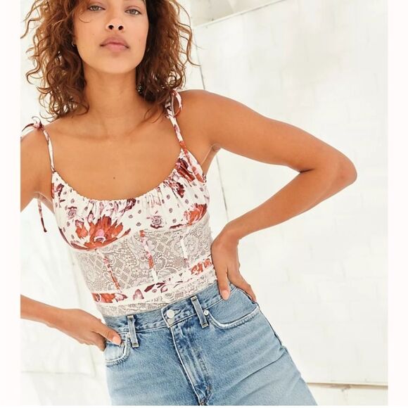 Free People Intimately One Piece Lace Short Style Bodysuit Medium